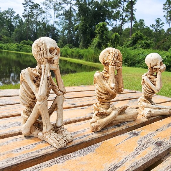 NEW Skeleton Figurines Hear No Evil, See No Evil, Speak No Evil *UNIQUE* - Picture 6 of 6